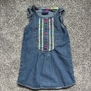 OshKosh B'gosh Denim Dress with Stripes and Pink Accents